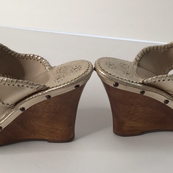 Jack Rogers Gold Platinum Wedge size 6.5 Marbella - Picture 13 of 16